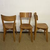 Set of 3 vintage wooden bistro chairs