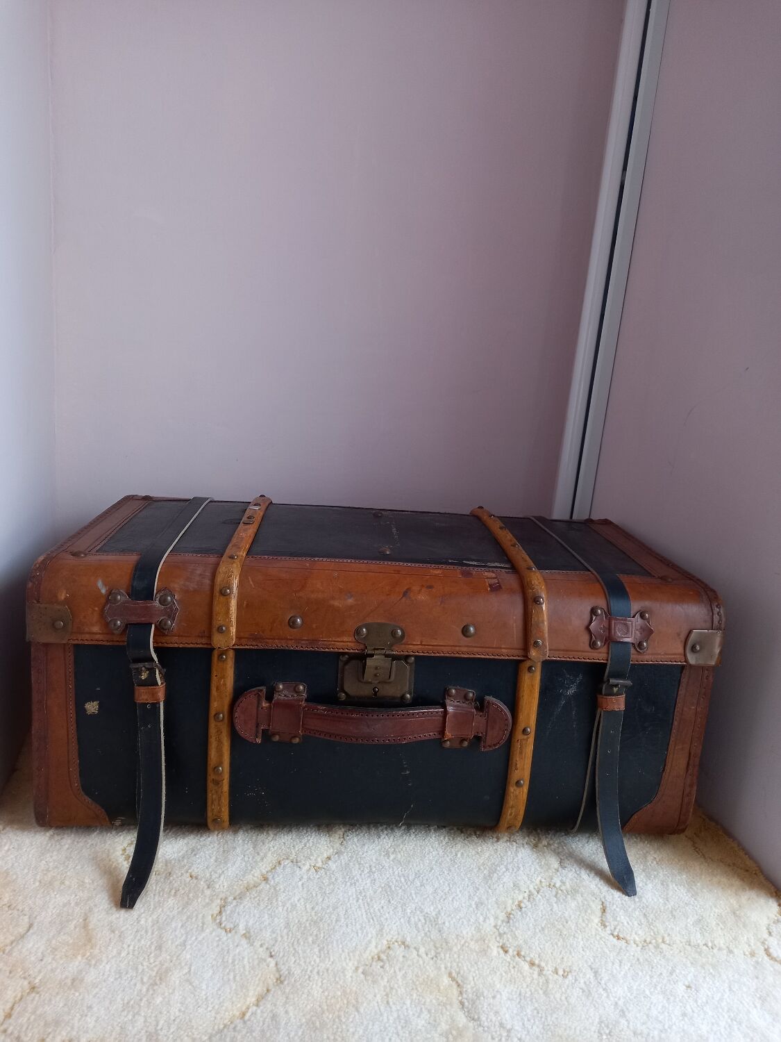 Antique leather suitcase