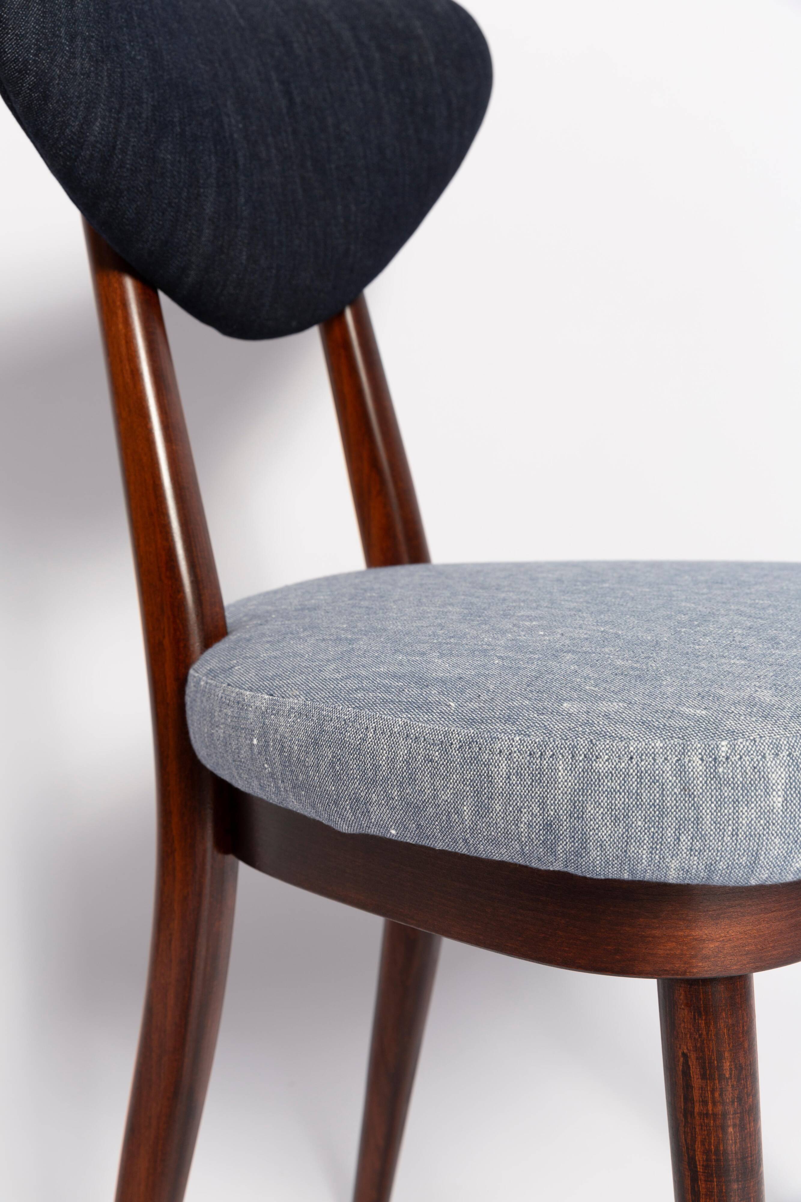 Heart-shaped chair in light blue and dark blue denim, Europe, 1960s