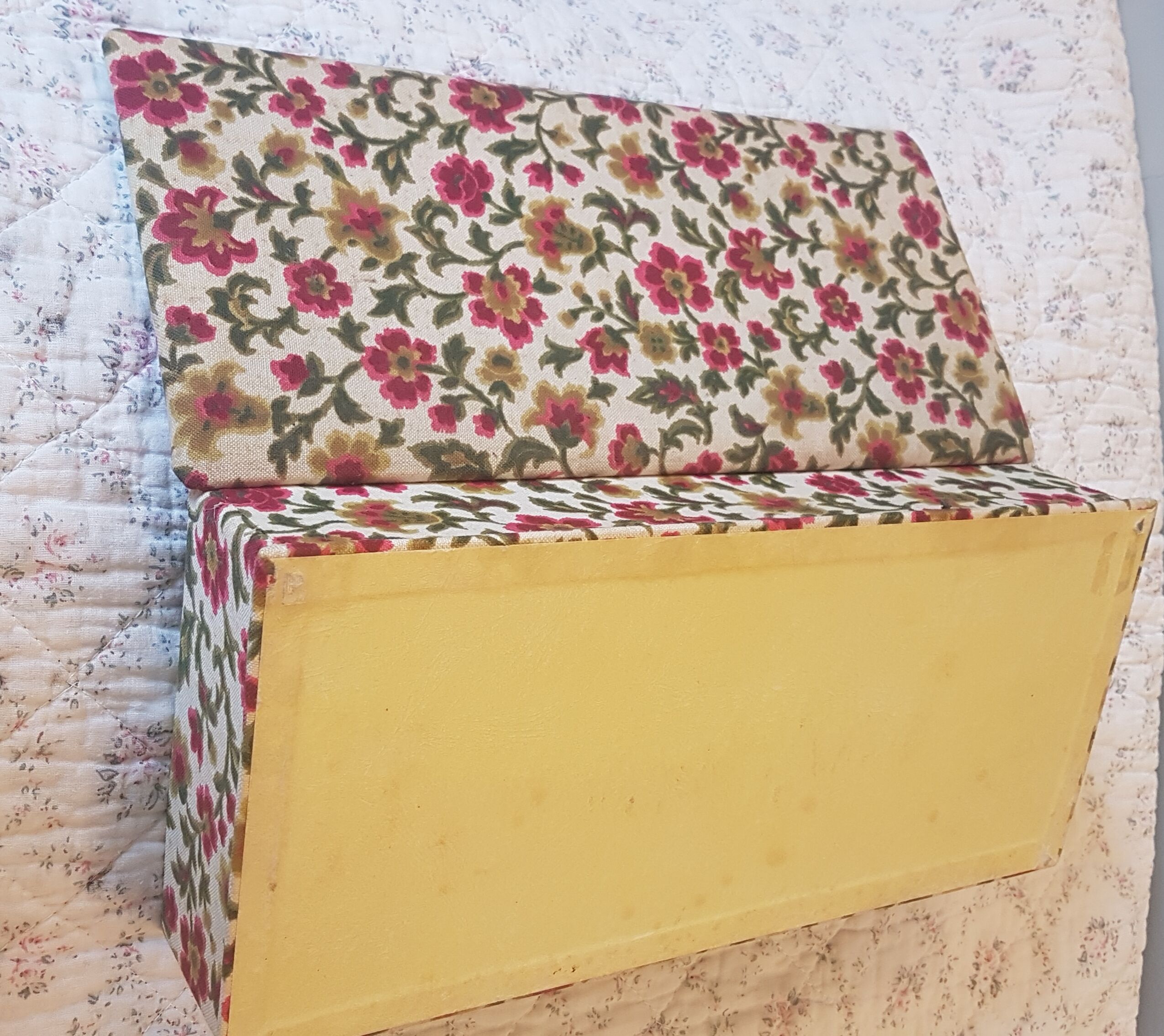 Stunning old flowery fabric box