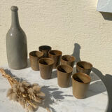 Set of 8 cups in glazed stoneware vintage Digoin 1970