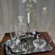 Small engraved silver metal tray L22