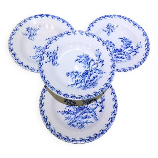 4 assiettes creuses Gien Chardons 260359