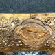 Mirror era art Nouveau in natural wood and copper pushed back - 188x92cm