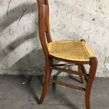 4 old straw chairs / rope