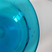 Coupe vintage en verre bullé bleu turquoise