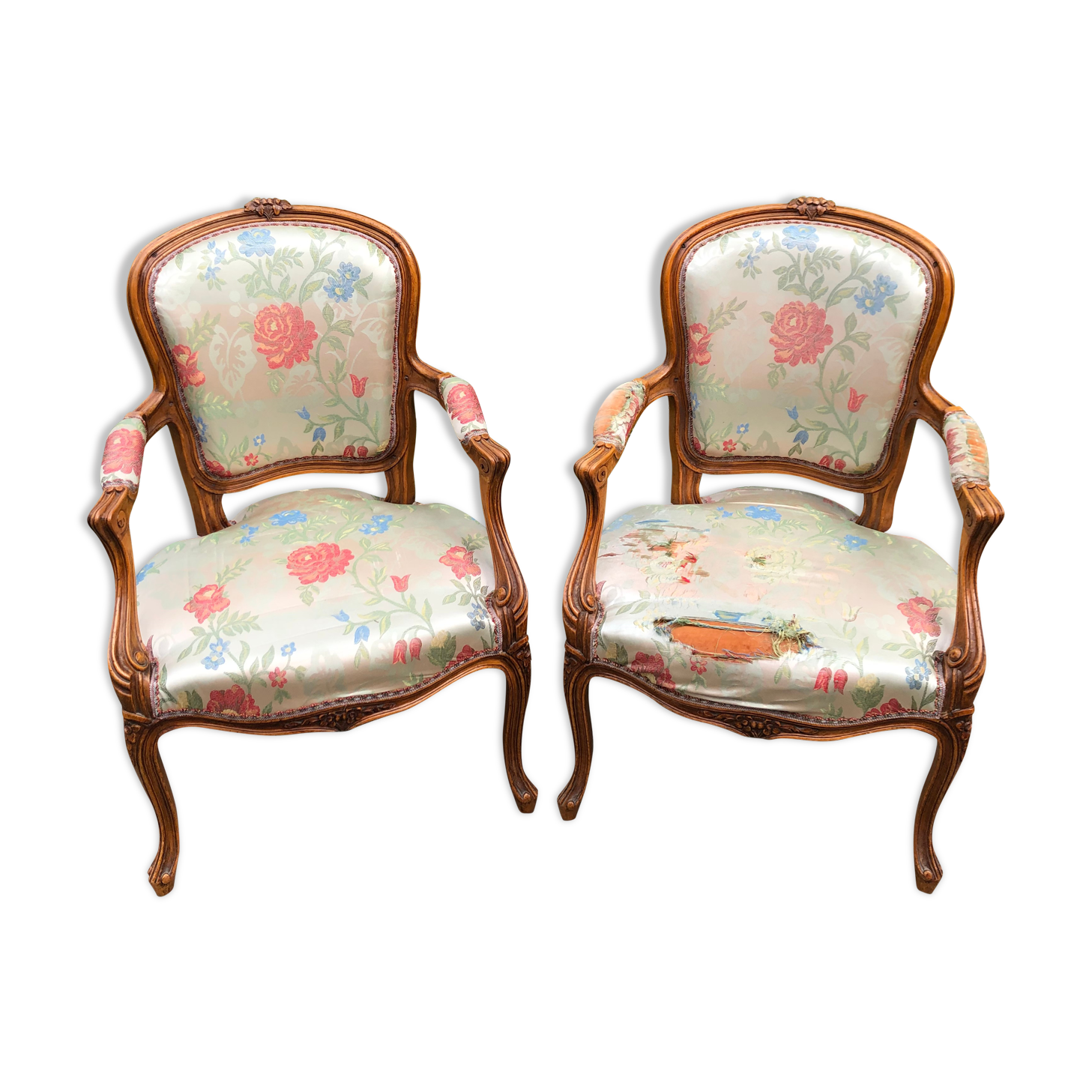 Pair of Louis XV-style armchairs