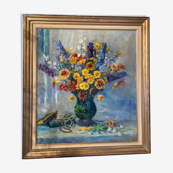 Tableau bouquet de fleurs par raymond charlot