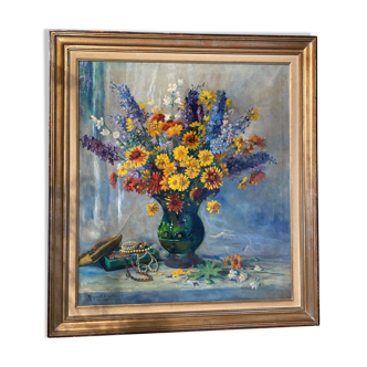 Tableau bouquet de fleurs par raymond charlot