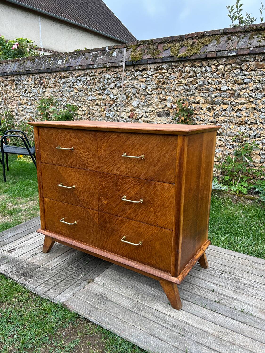 Vintage 1950s chest of drawers in gilded oak