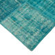 Handmade anatolian overdyed 175 cm x 242 cm turquoise patchwork carpet
