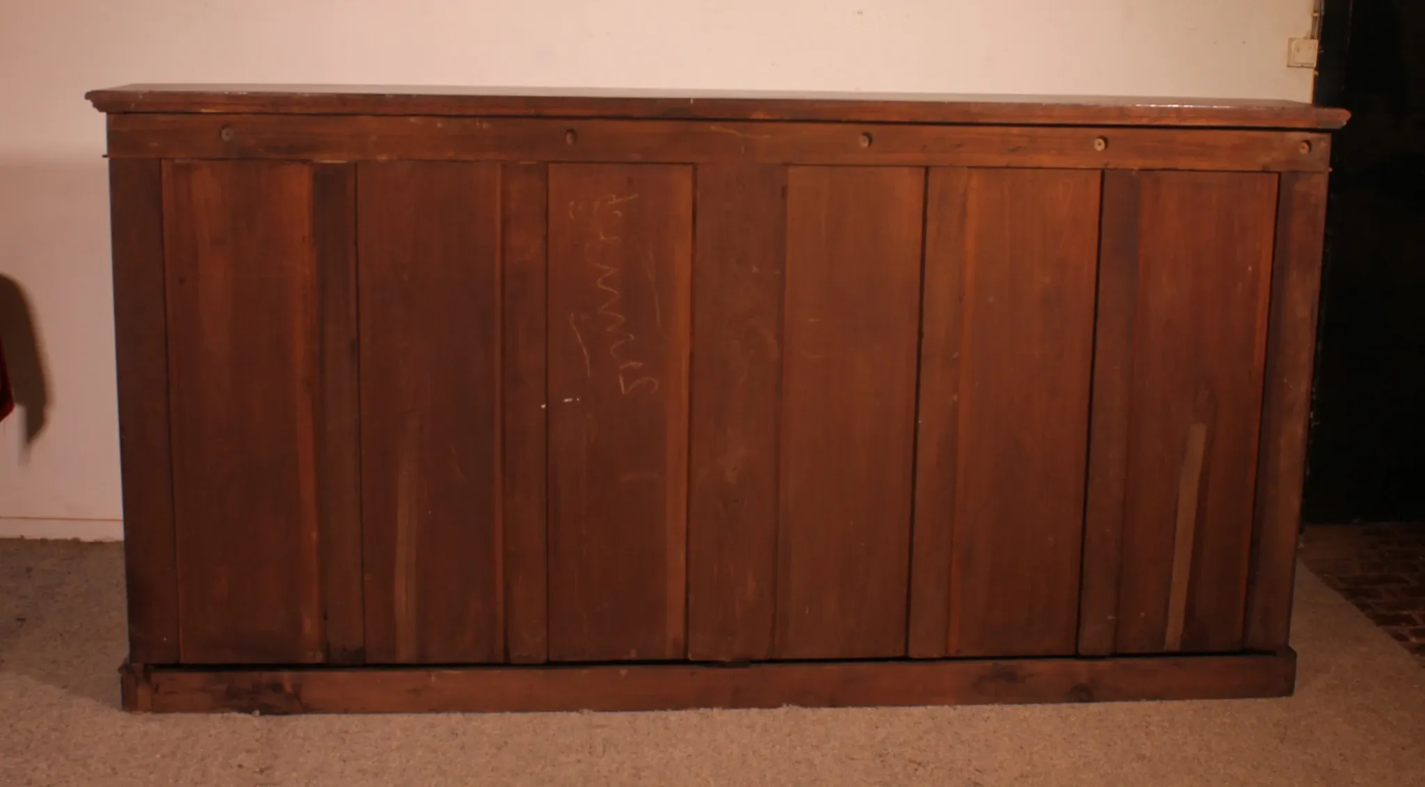 Large Open Mahogany Bookcase Of2.41 Meters Long—19th Century