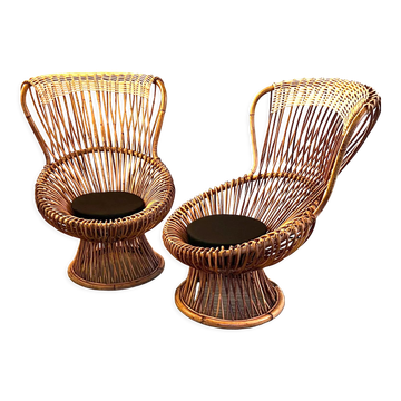 Pair of "Margherita" armchairs by Franco Albini edit by Bonacina