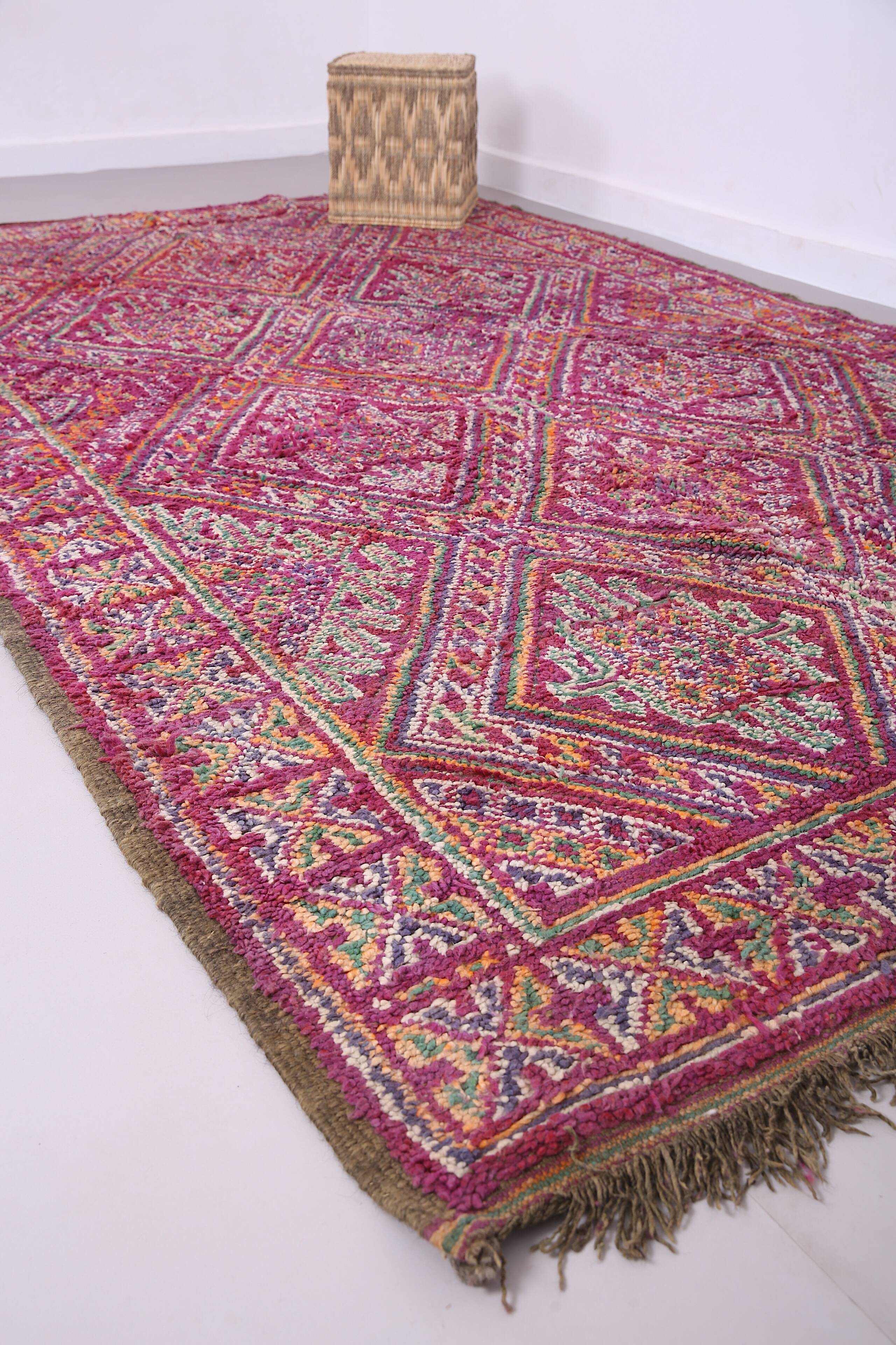 Vintage Moroccan Rug 203 x 340 cm - Moroccan Rug Purple - Berber rug Old