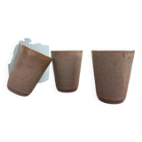 Trio of Digoin grespot stoneware cups / mugs, vintage