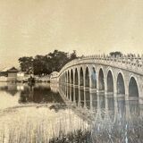 Old photography stereo, stereograph, luxury albumine 1903 marble bridge of the Empress, China