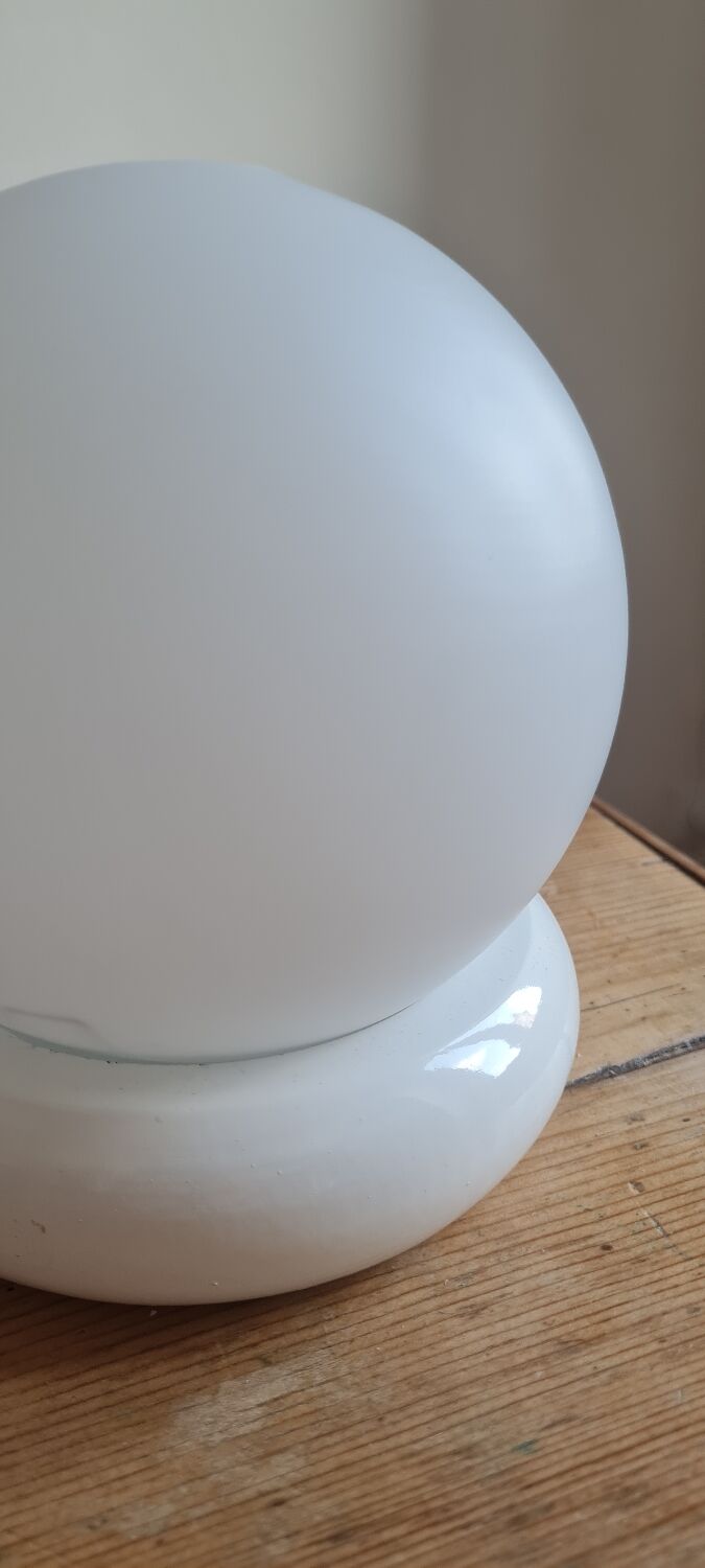 Opaline and wood wall lamp