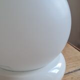 Opaline and wood wall lamp