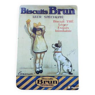 Plaque publicitaire biscuit brun