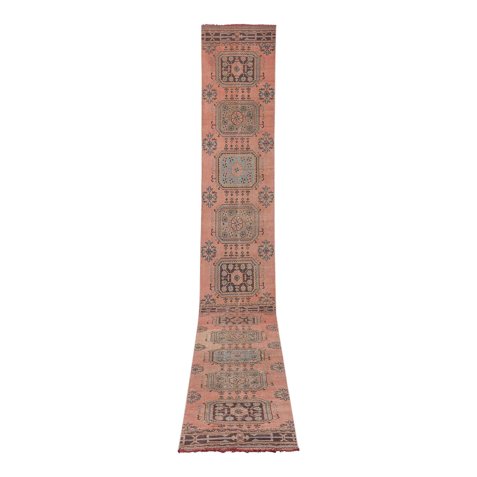 Vintage Turkish hallway rug 83x652 cm
