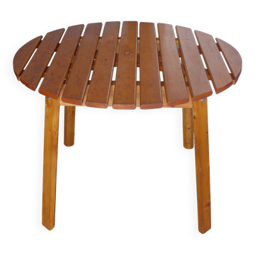 Vintage round pine table, slatted pine table, vintage table, pine furniture