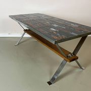 Vintage 1970s coffee table in ceramic, tiles, retro, mid-century