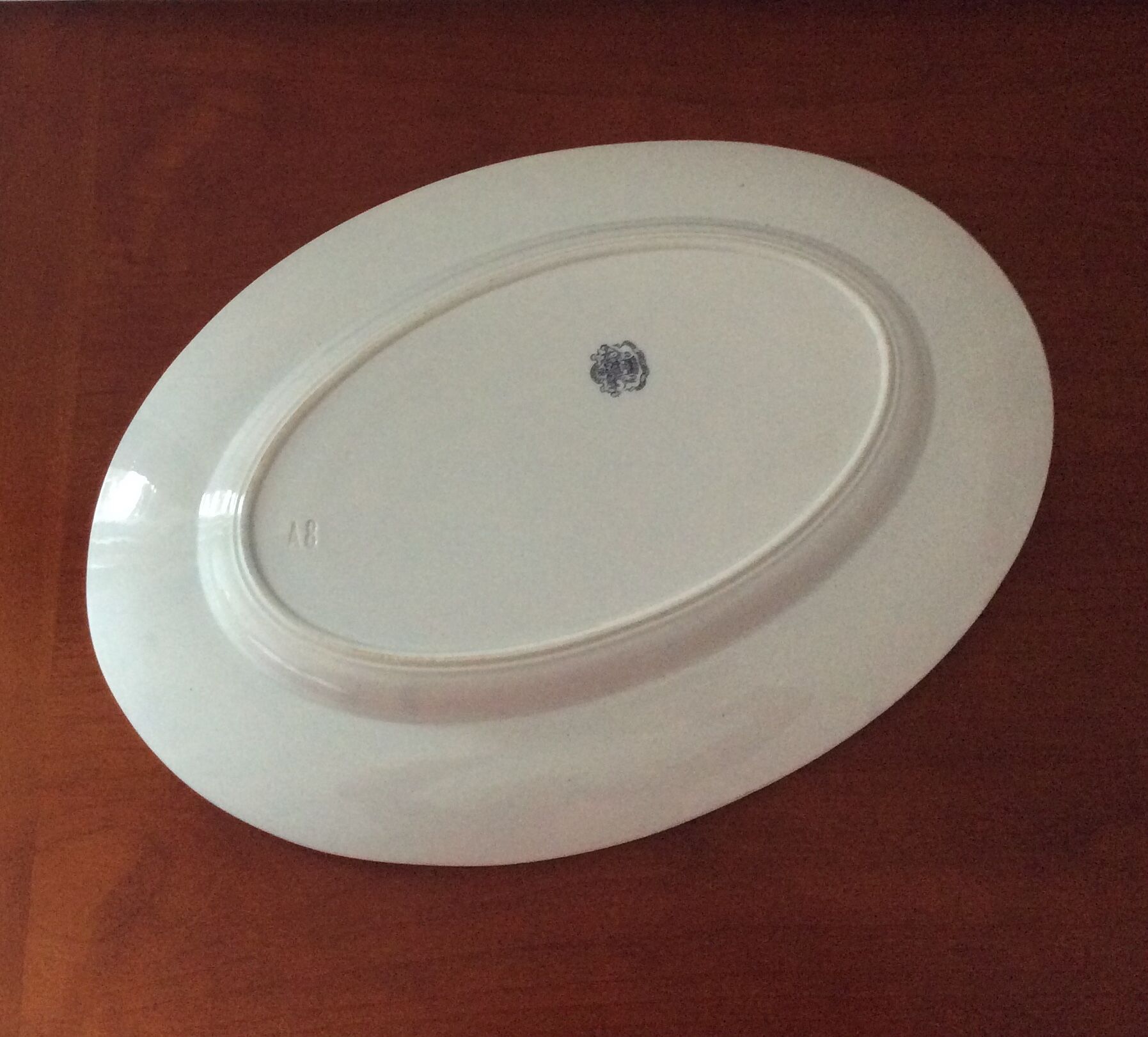 Old oval white dish veillard bordeaux