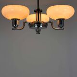 Lustre Art Déco Bauhaus chromé de Napako, ancienne Tchécoslovaquie, 1940