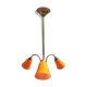 Brass chandelier 3 tulips orange Casimir 1970