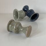 Set of three small candlesticks in glazed sandstone from Puisaye