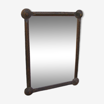 Miroir ancien "Tramp art"