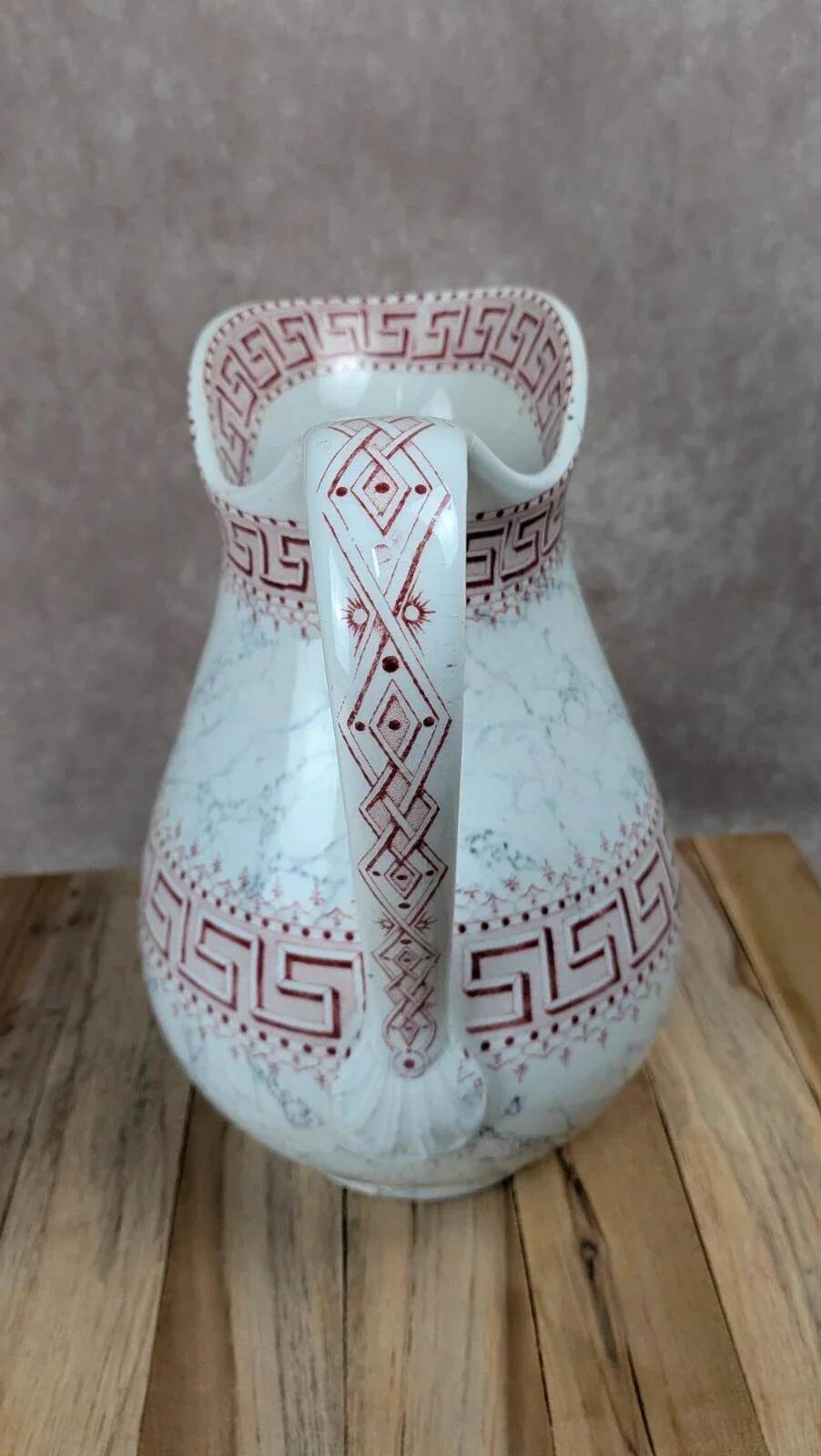Antique toilet bowl Kg Lunéville Athens model red decor – large size