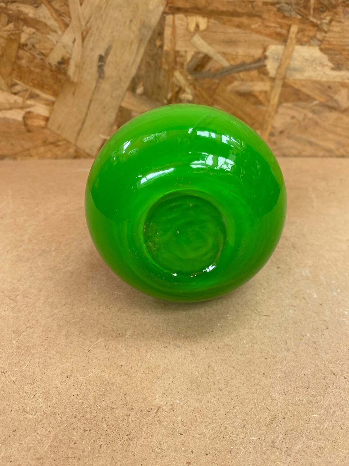 Old Vase Soliflore MURANO Multilayer Glass Green & White Vintage #B092