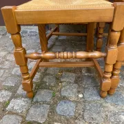 6 Rustic Oak and Straw Chairs — 1970s Country Style