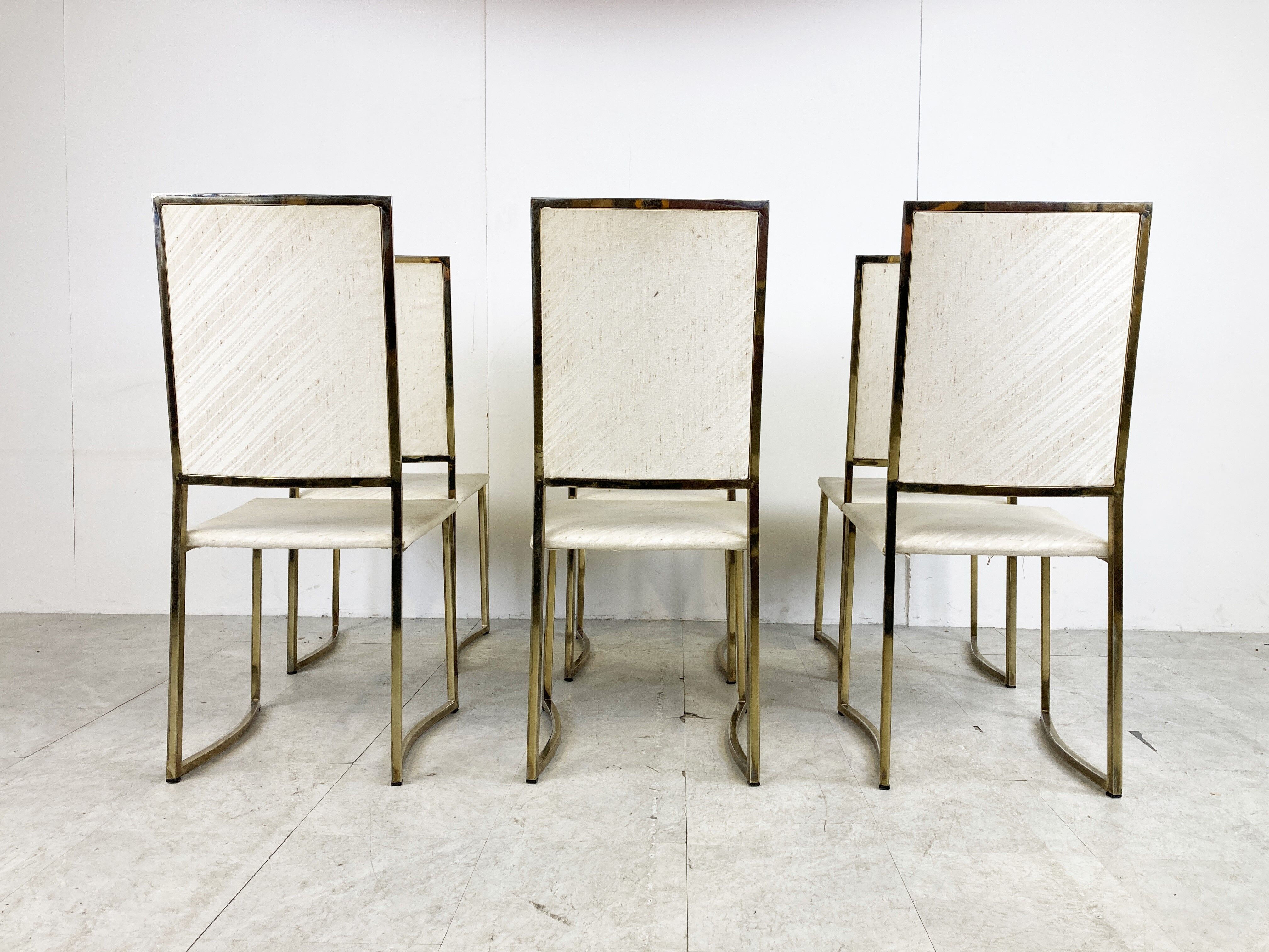 Vintage brass dining chairs by Belgo chrom, 1970s