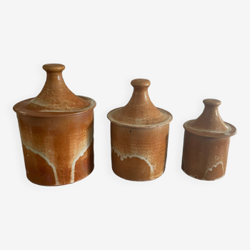 Suite of 3 stoneware pots