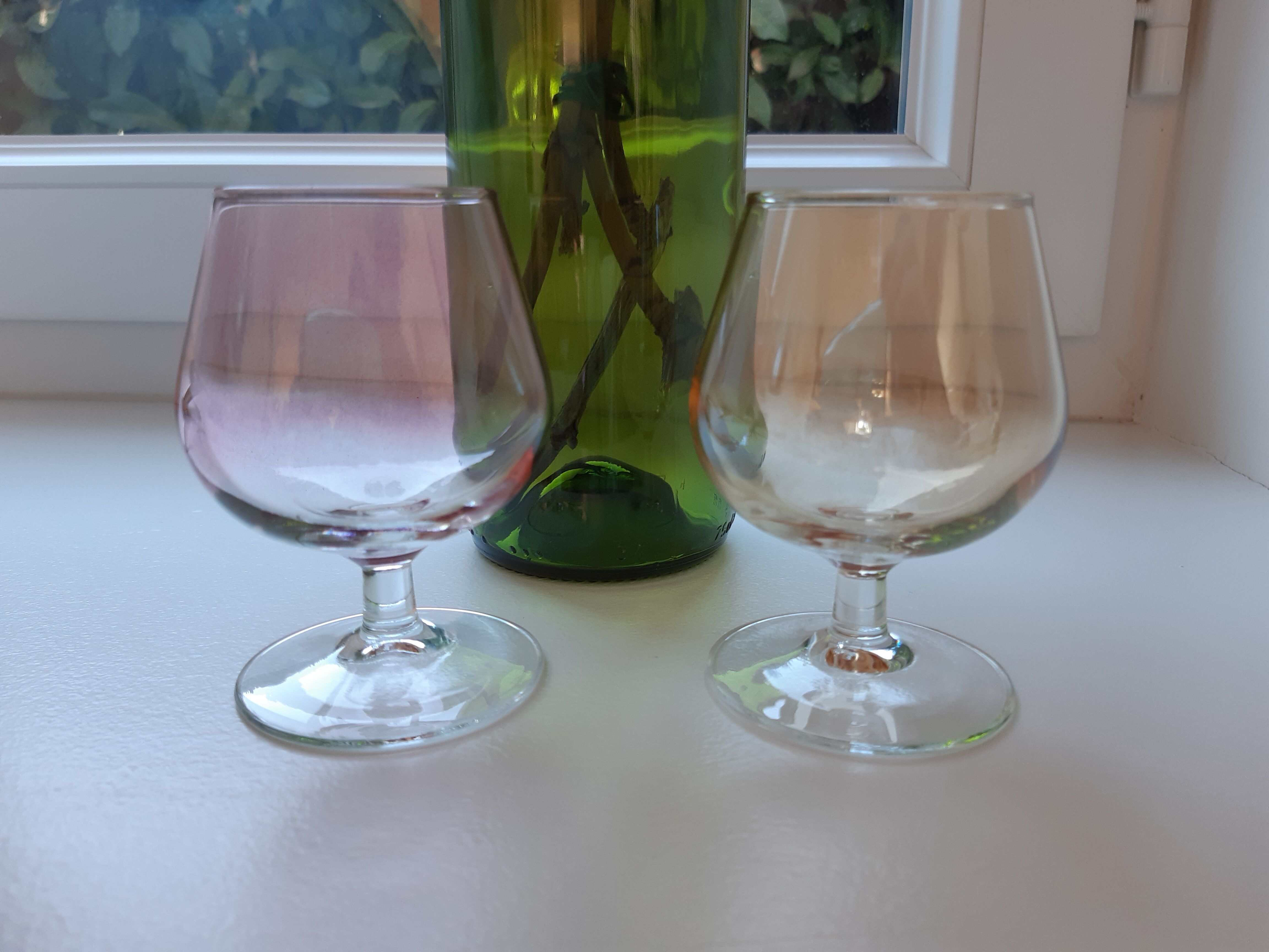 Lot of 6 small colored glasses 70s