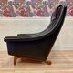 Fauteuil design scandinave Aage Christiansen cuir noir 1950.