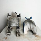 Surrealist box in painted terracotta