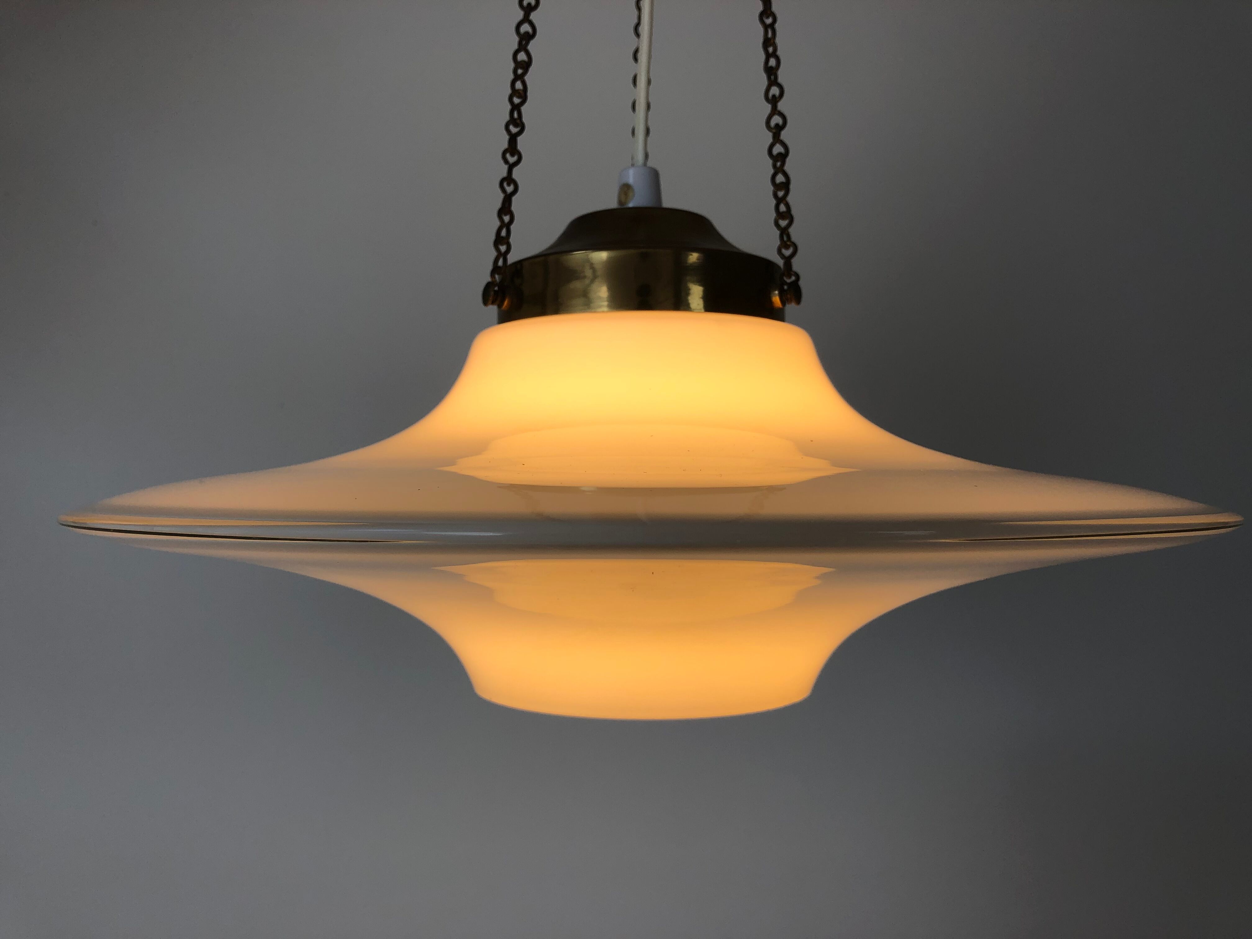 Danish opal glass pendant lamp Holmegarard / Space Age