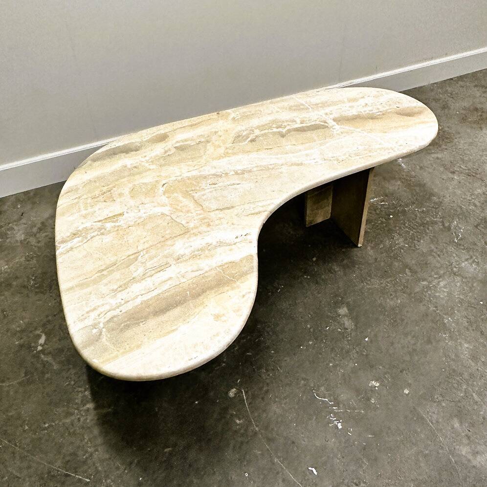 Vintage marble boomerang coffee table, Italy 1980s