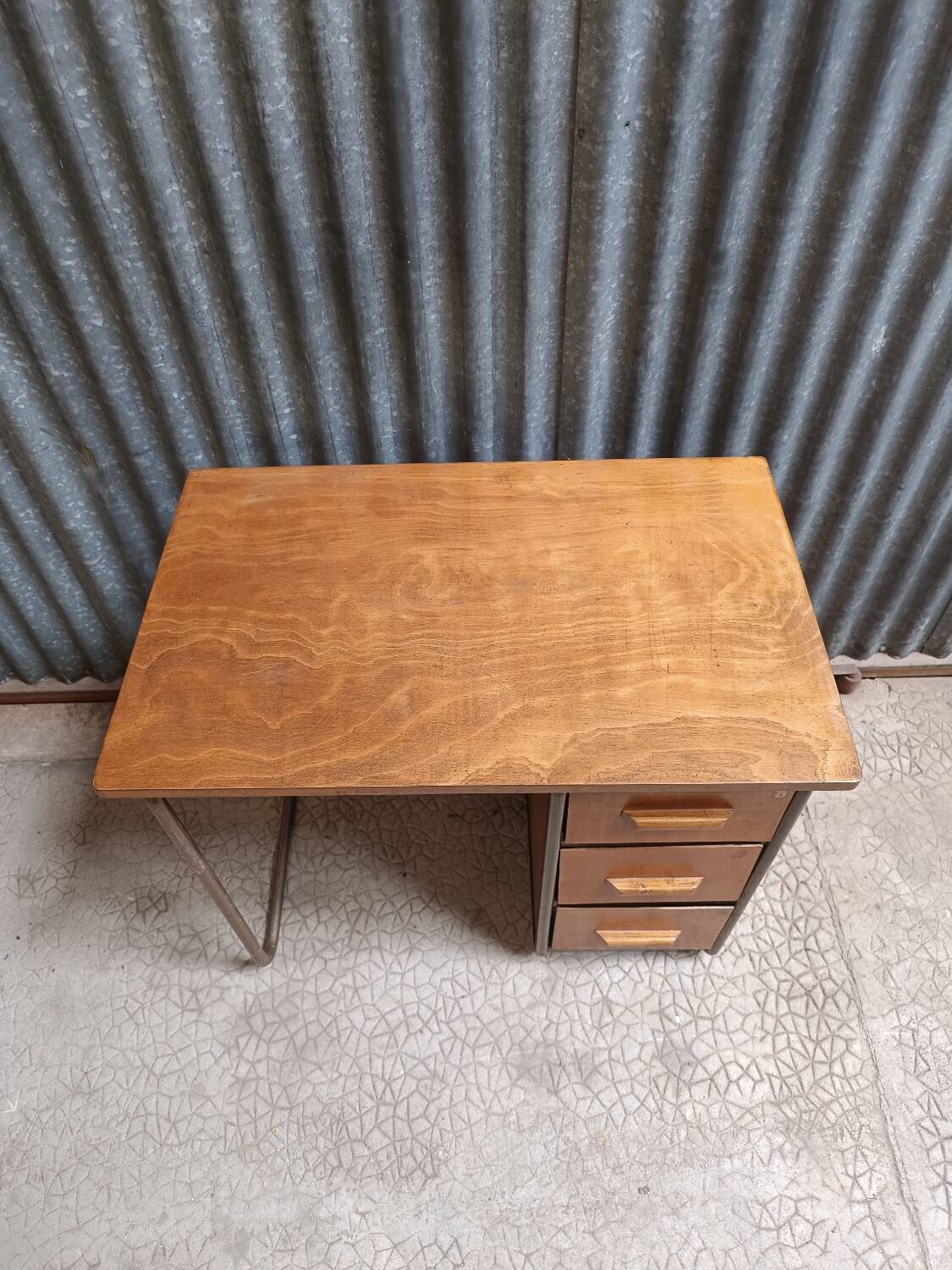 Vintage school desk wood and metal