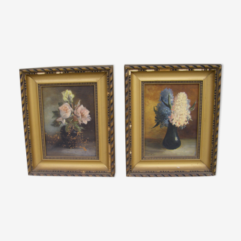 Pair of flower paintings