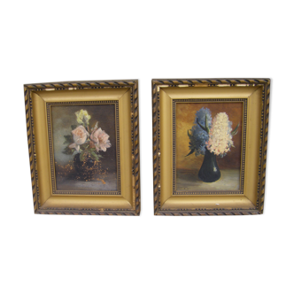 Pair of flower paintings