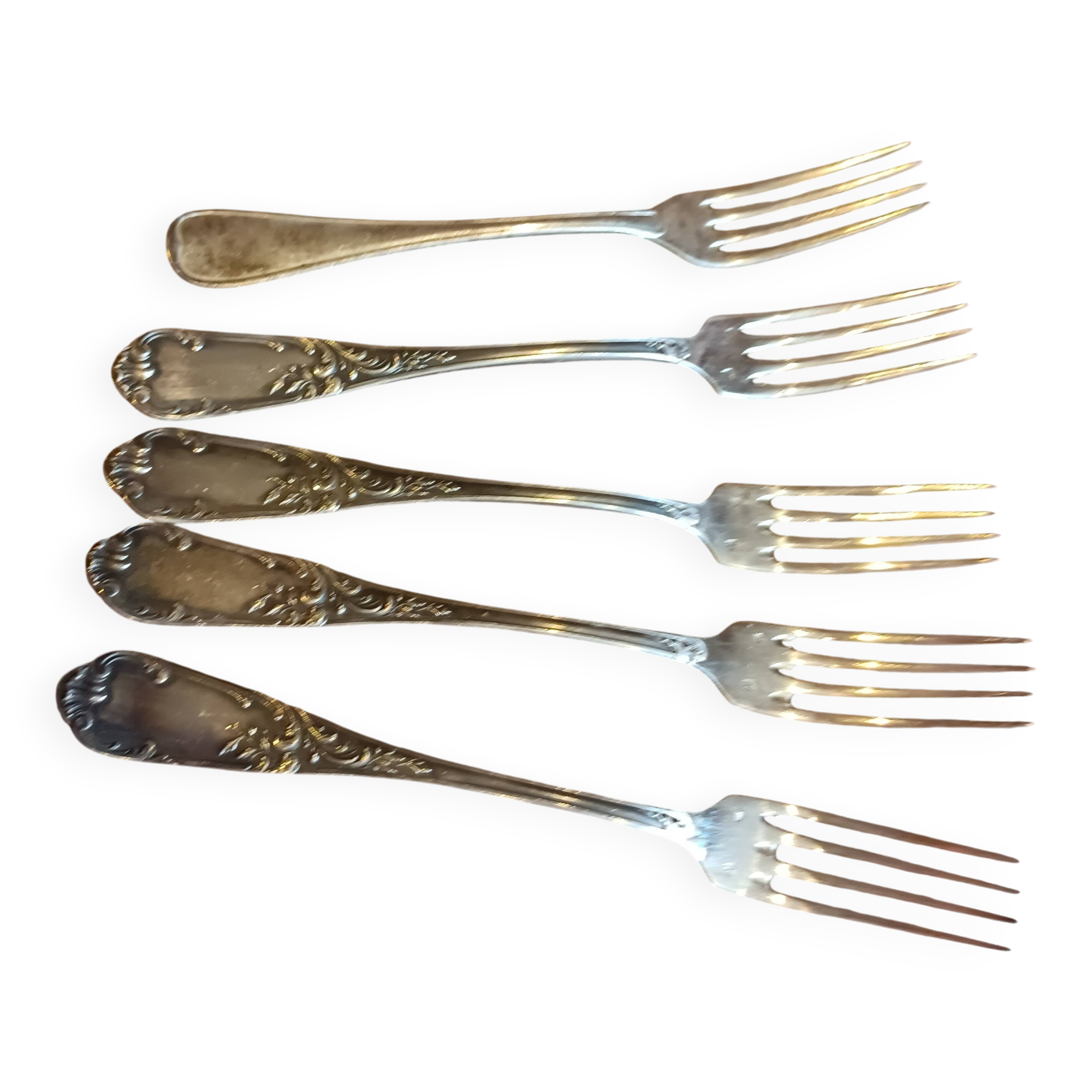 5 silver forks