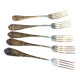 5 silver forks