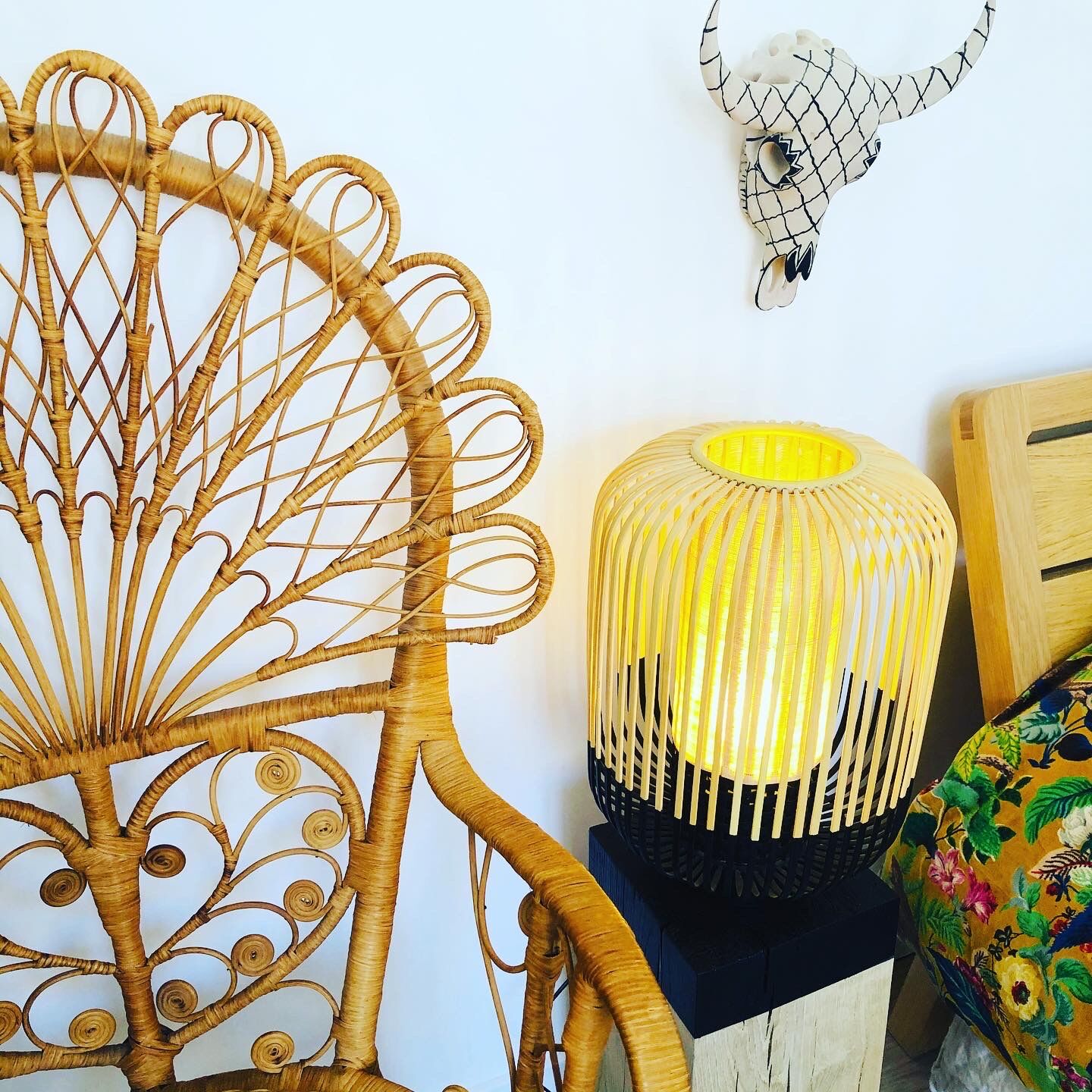 Vintage peacock rattan chair