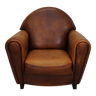 Vintage large dutch cognac colored leather club chair