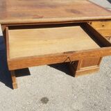 Old wooden administration office with sliding shelf