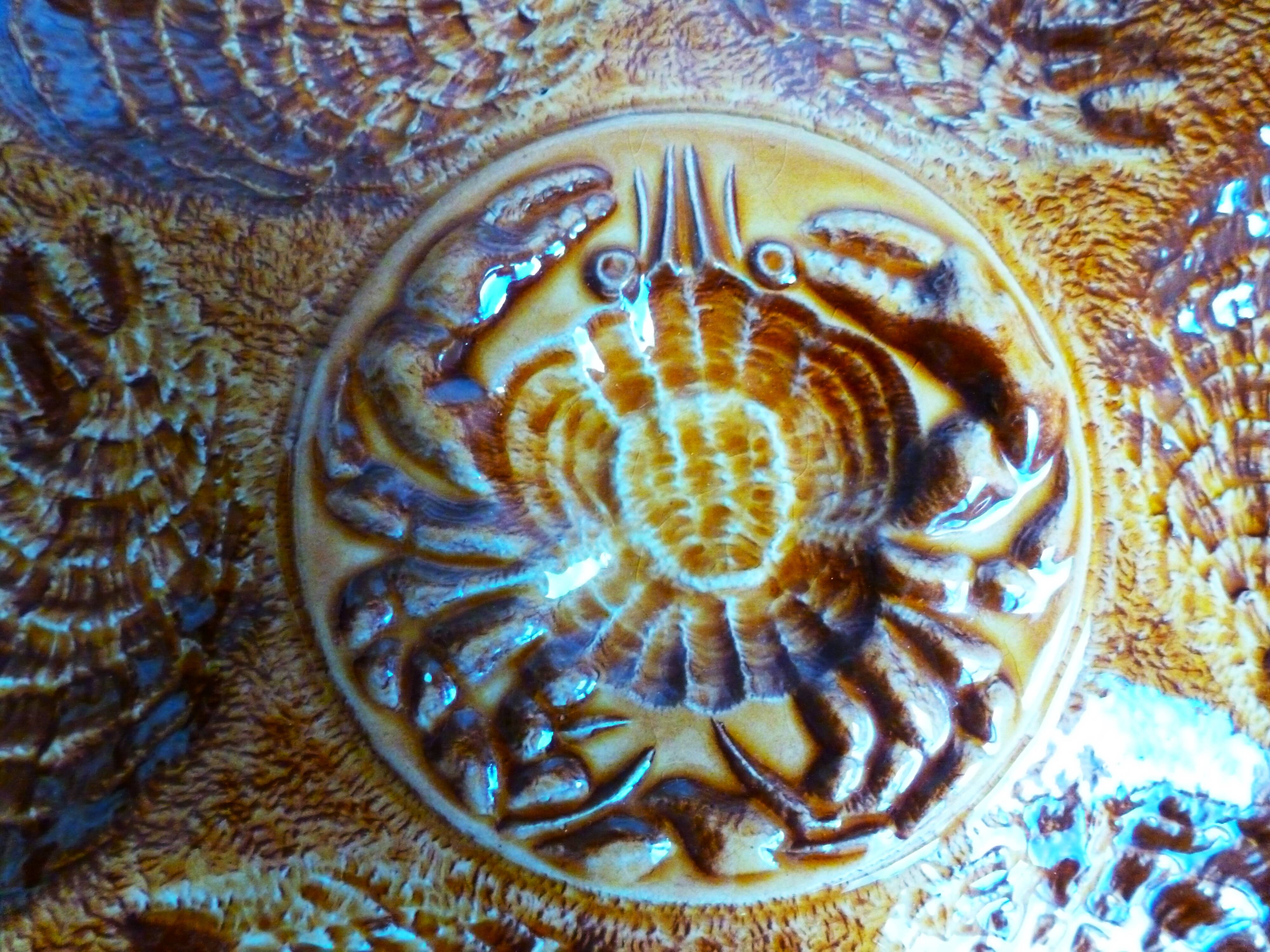 Sarreguemines oyster plates, Christmas plates, seafood plates.